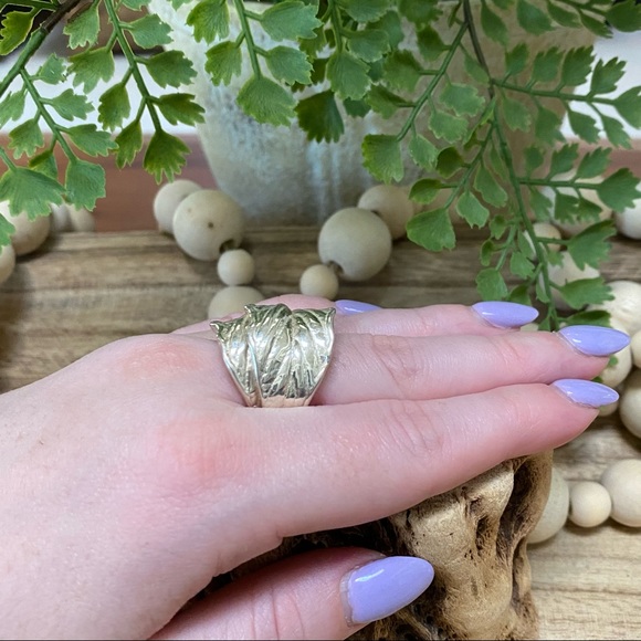 Israel sterling silver .925 leaf ring size 10 - Picture 5 of 10